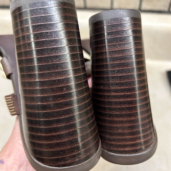 ASH Gold Studded/beaded Brown Leather Block Heels Strappy Sandals Sz 6.5 New - Picture 15 of 15